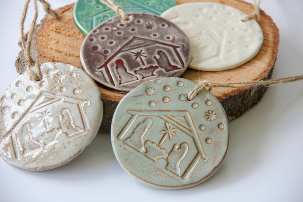 White Nativity Ornament