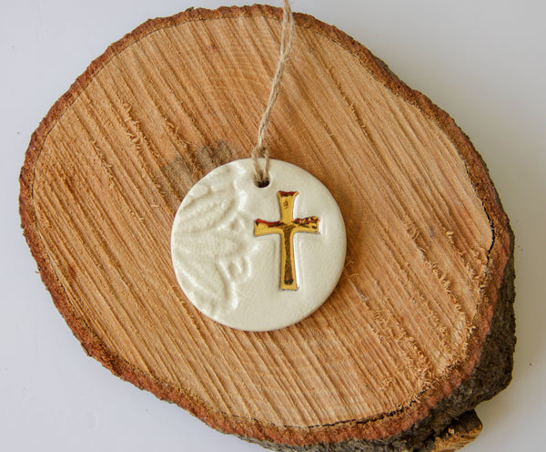 Gold Leaf Cross Ornament