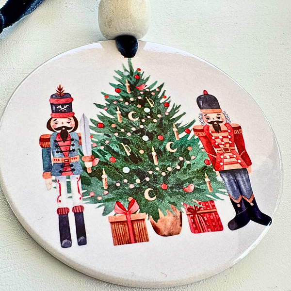 Nutcracker Watercolor Ceramic Ornament