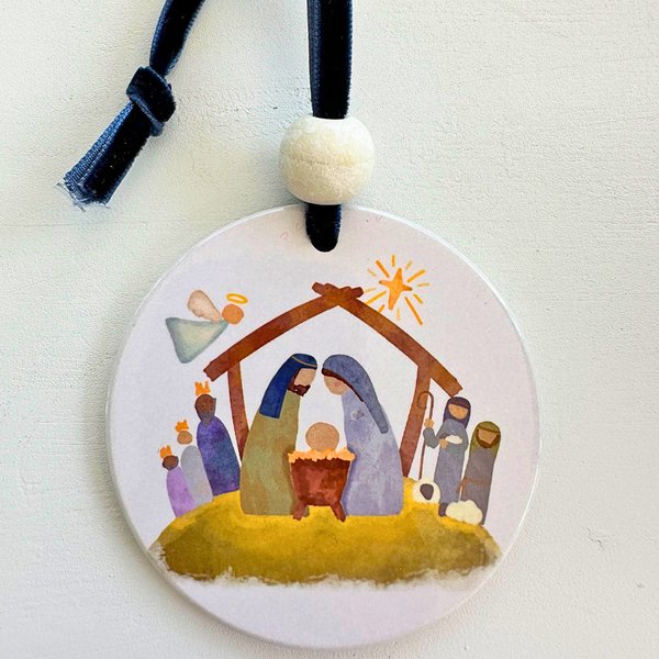 Nativity Watercolor Ceramic Ornament