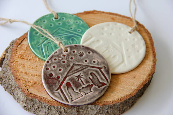 White Nativity Ornament