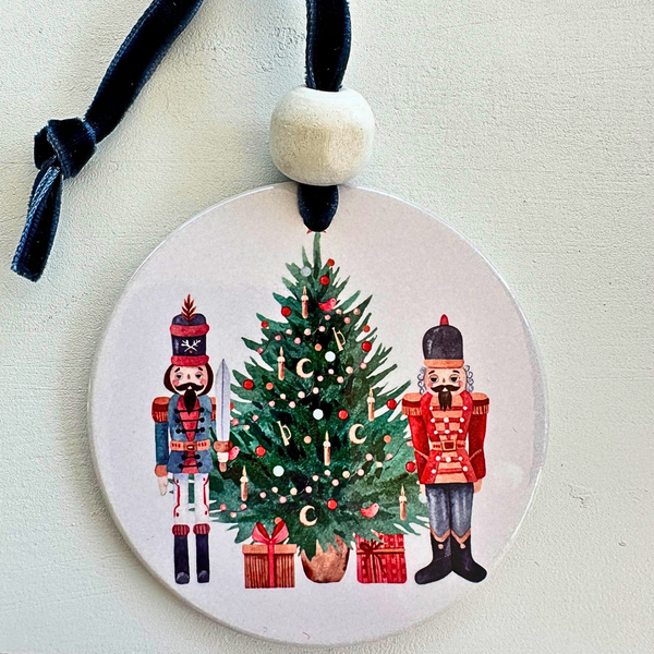 Nutcracker Watercolor Ceramic Ornament