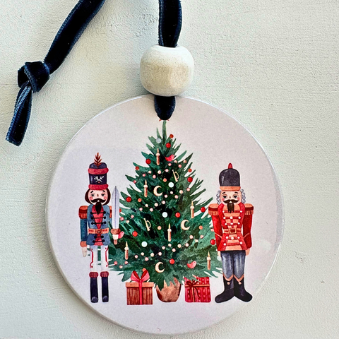 Nutcracker Watercolor Ceramic Ornament