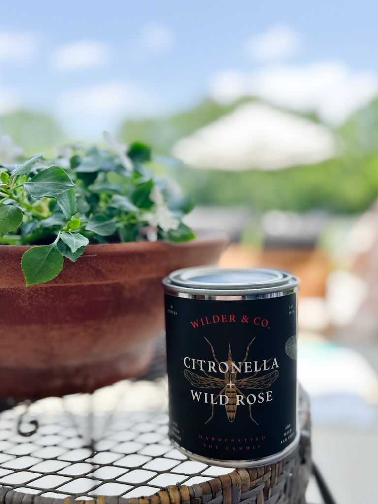 Citronella + Wild Rose Outdoor Patio Candle