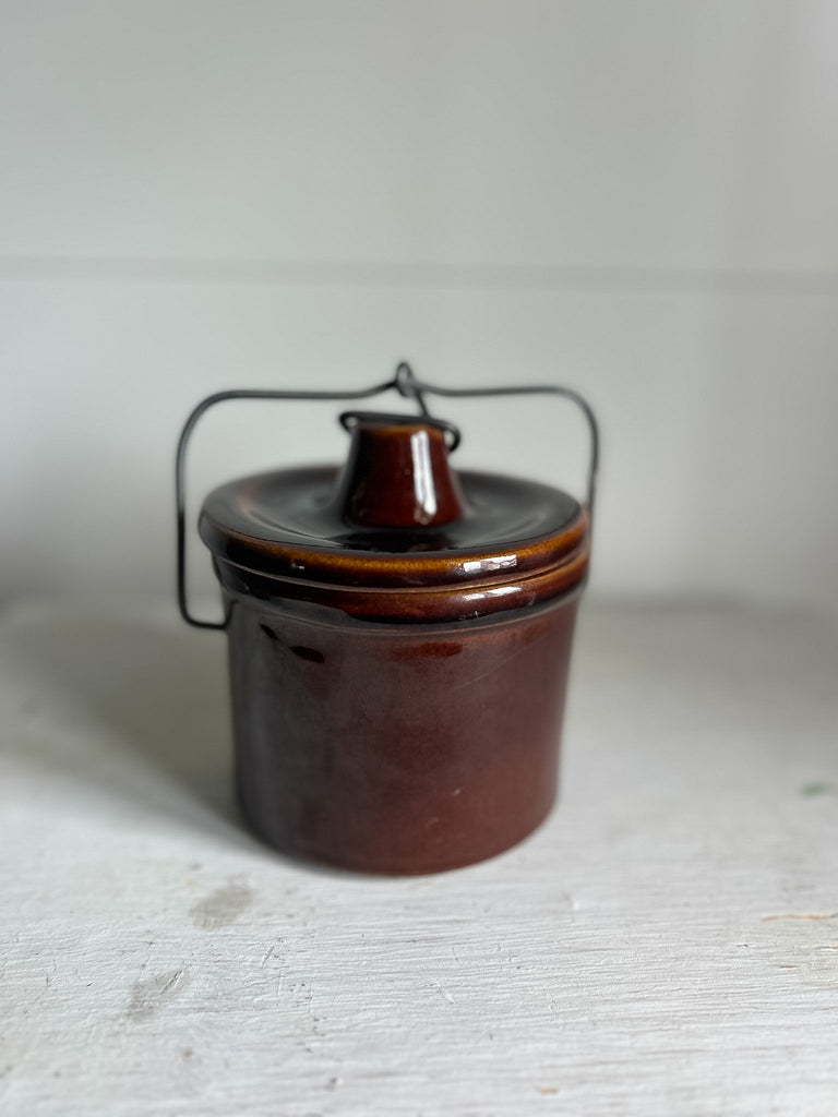 Glazed Stoneware Butter  Crock