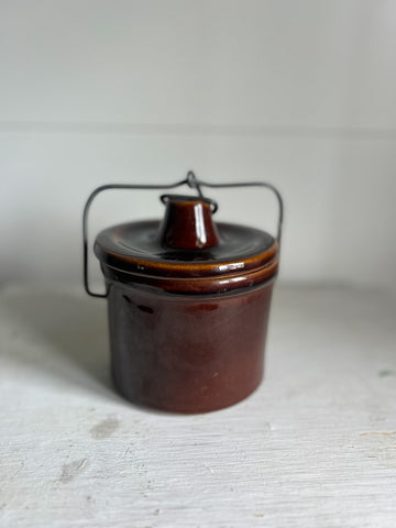Glazed Stoneware Butter  Crock