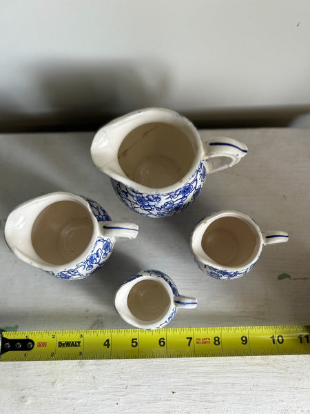 Blue and White Pitcher Set