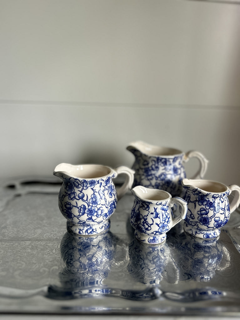 Blue and White Pitcher Set
