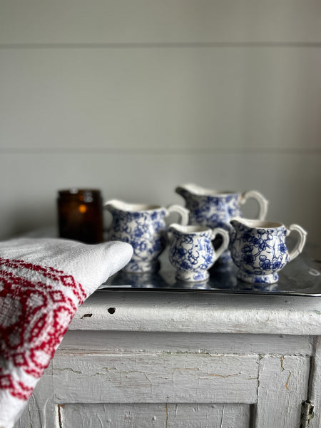 Blue and White Pitcher Set