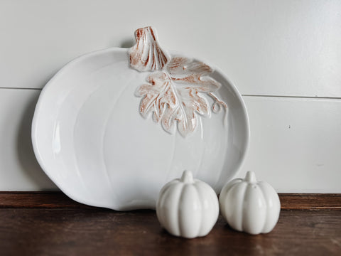 White Ceramic Pumpkin Plate