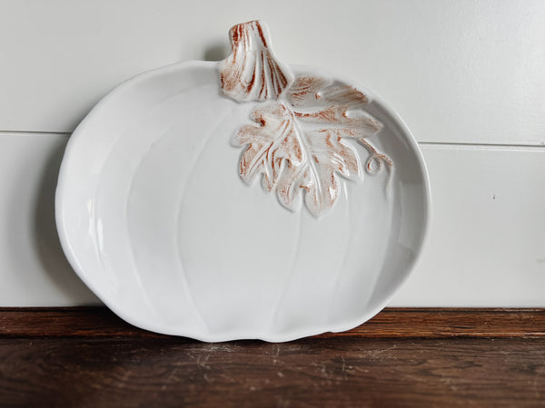 White Ceramic Pumpkin Plate
