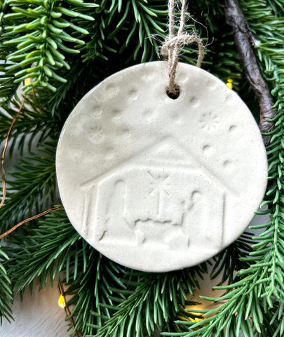 White Nativity Ornament