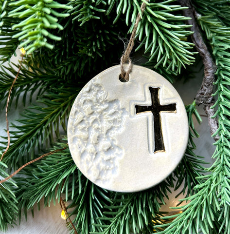 Gold Leaf Cross Ornament