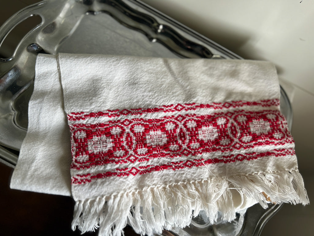 Vintage Red Trimmed Table Runner