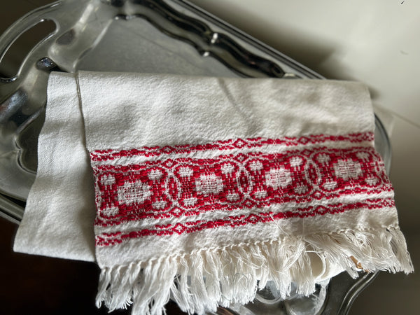 Vintage Red Trimmed Table Runner