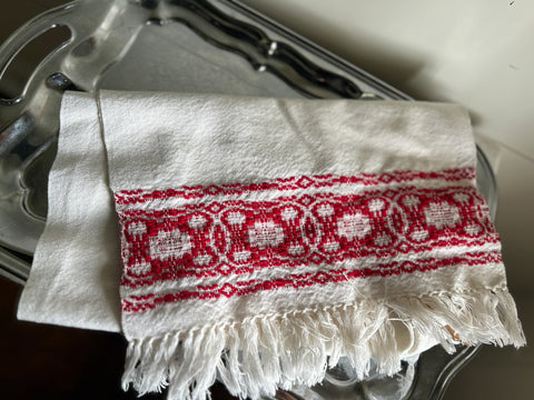 Vintage Red Trimmed Table Runner