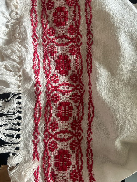 Vintage Red Trimmed Table Runner