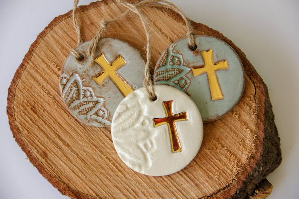 Gold Leaf Cross Ornament