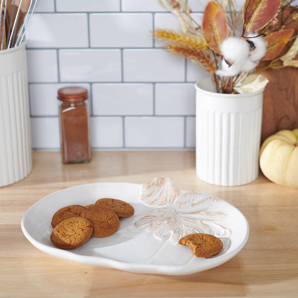 White Ceramic Pumpkin Plate