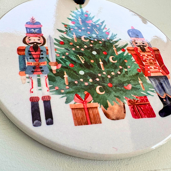 Nutcracker Watercolor Ceramic Ornament