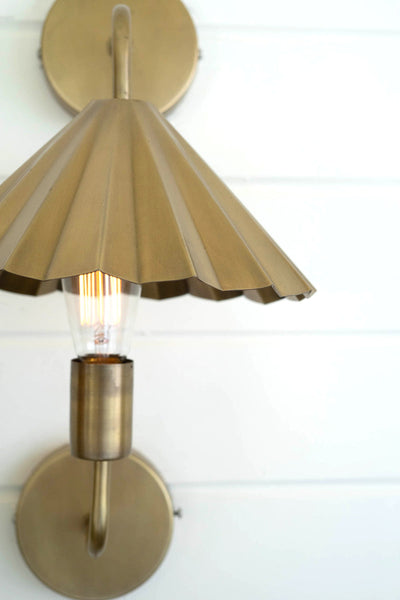 Brass Pleated Shade Sconce