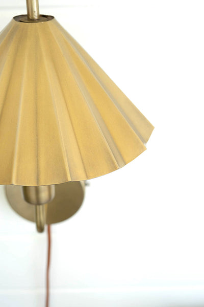Brass Pleated Shade Sconce