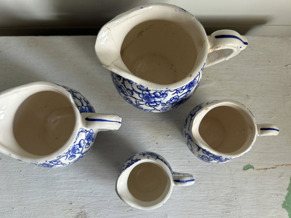 Blue and White Pitcher Set