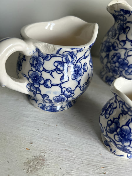 Blue and White Pitcher Set