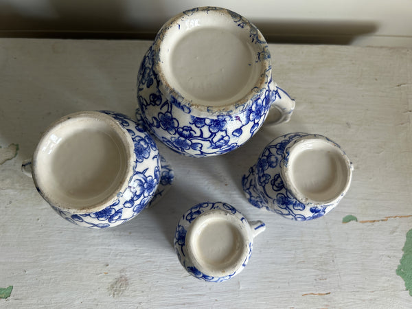 Blue and White Pitcher Set