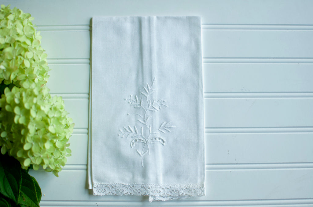 White on White Vintage Hand Towel