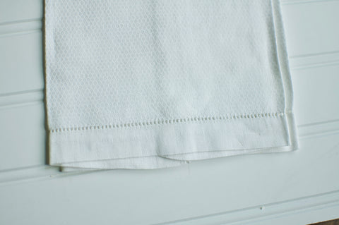 White Hemstitch Vintage Towel