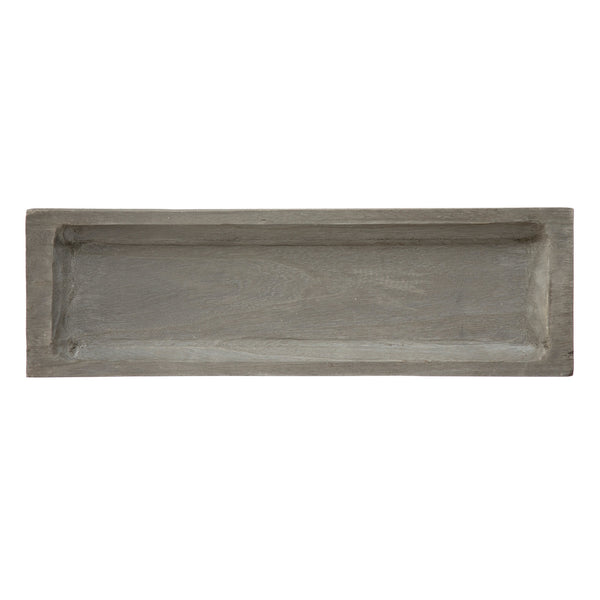 Carved Gray Wood Tray