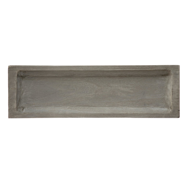 Carved Gray Wood Tray