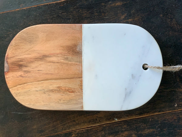 Marble + Wood Cutting Board