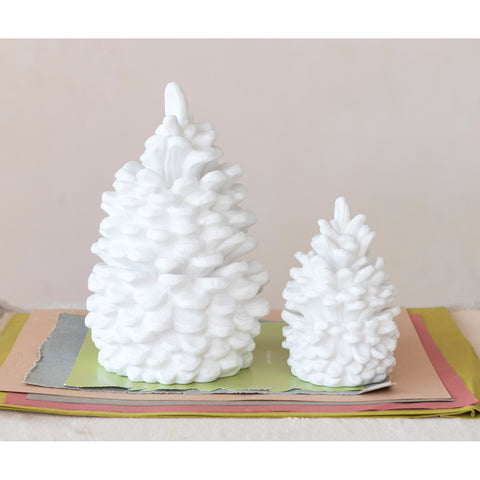 White Stoneware Pinecone